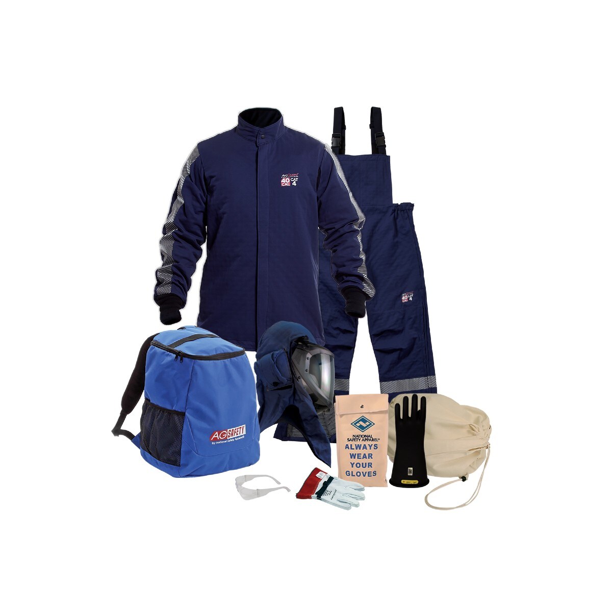 NSA 40 Cal ArcGuard Arc Flash Kit with Fan Hood WITH Gloves in Navy
